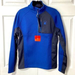 Spyder Jacket Pullover Blue Black Quarter Zip Textured M NWT